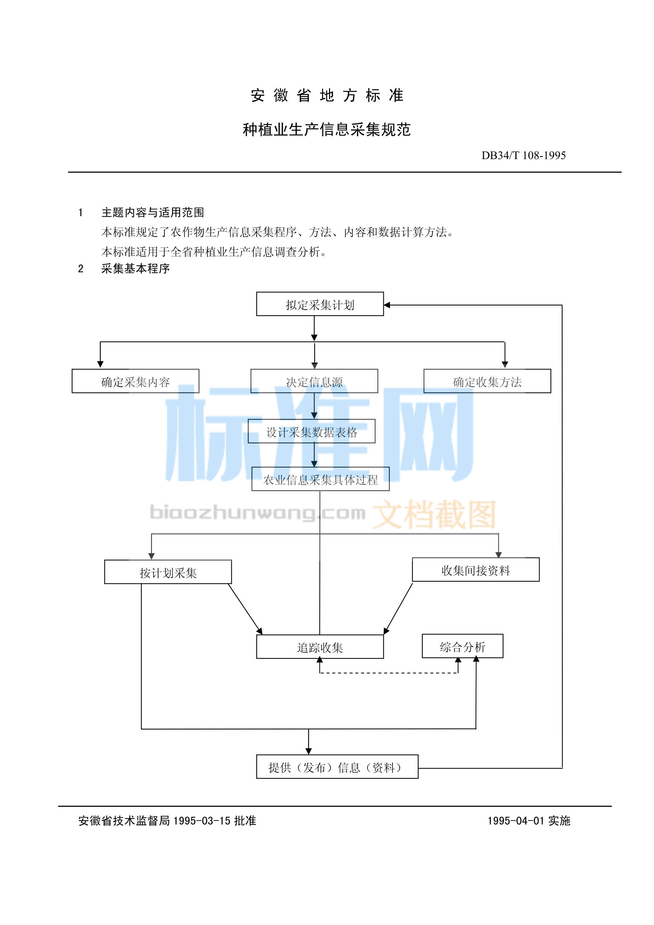 DB34/T 108-1995 种植业生产信息采集规范